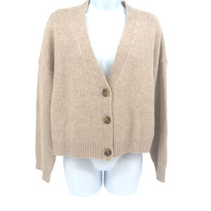 BP. Sweater Size XL Womens Oatmeal Cropped Button Front Vneck